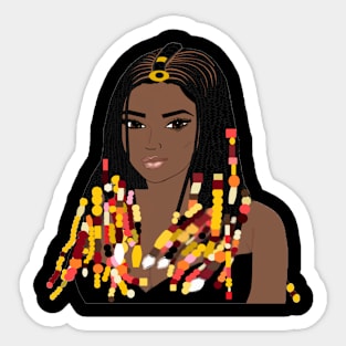 Natural Hair T Shirt CORNROW BRAIDS and BEADS 3 Sticker